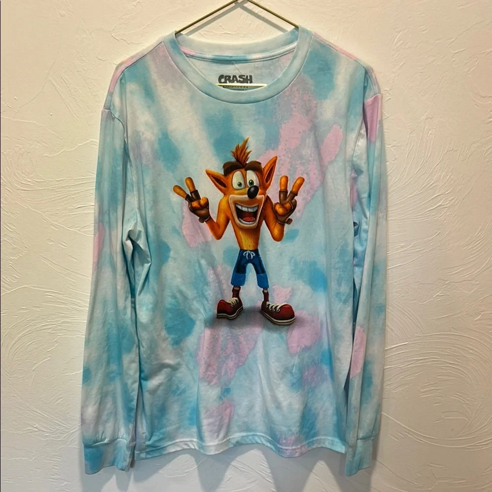 Tie-Dye Long Sleeve Shirt - Blue and Pink